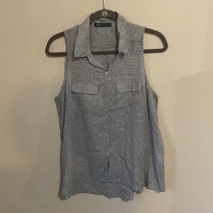 JET John Eshaya Grey Button Down Tank